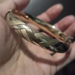 Sterling Silver & Gold Overlay Wide Width Bracelet,925 1/20 14K GOLD